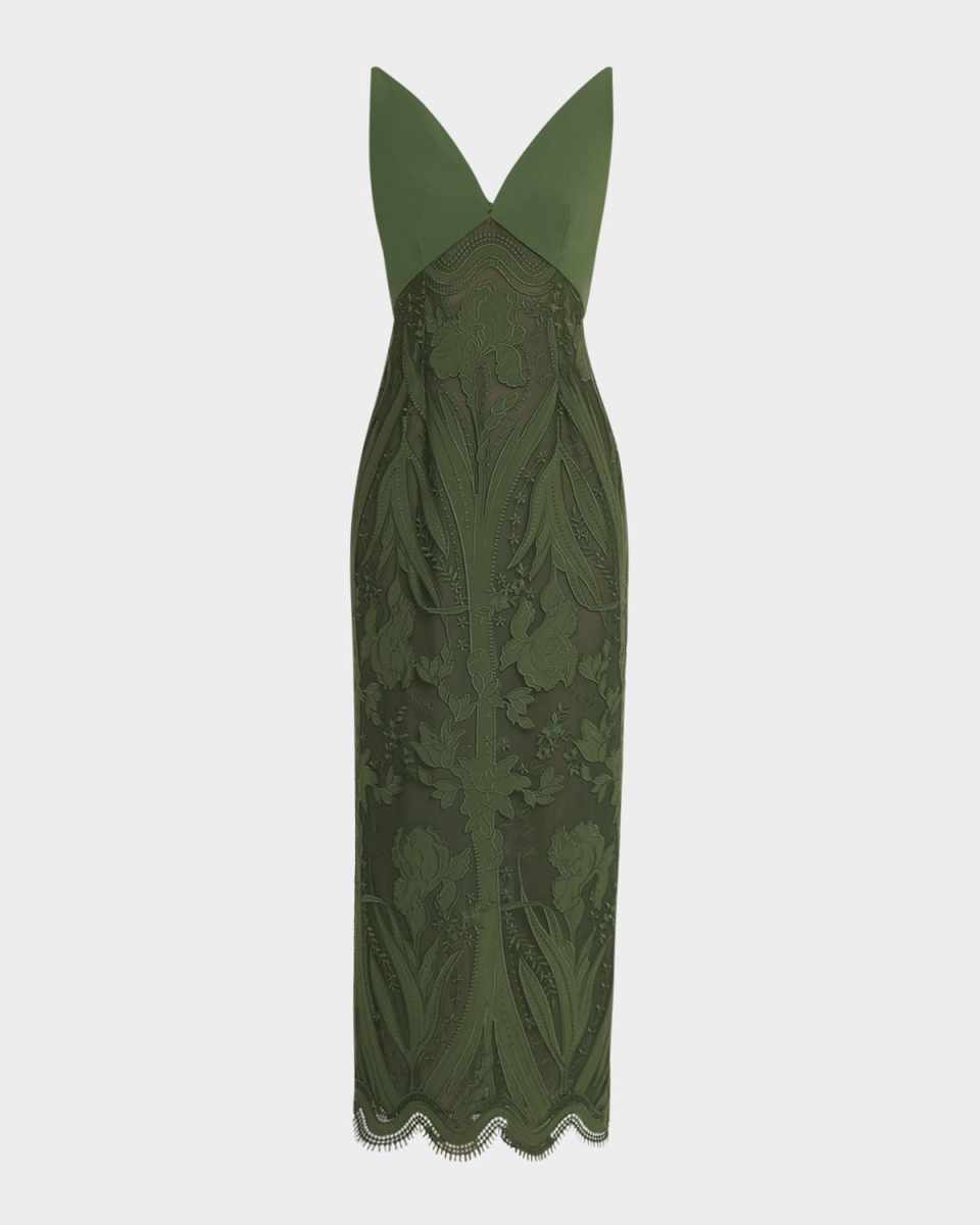 V-Neck Lace Empire-Waist Maxi Dress